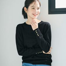 コカ(coca)の袖金ボタンニットトップス 全4色