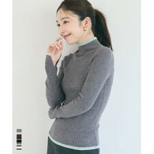 コカ(coca)のアンゴラタッチ配色ハイネックニット 全4色