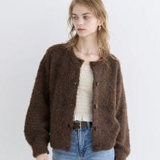 コカ(coca)のブラッシュドブークレカーディガン 全4色