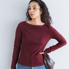 リブボートネックカットソー 全4色