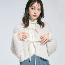 シャギーリボン2wayニットカーディガン 全2色