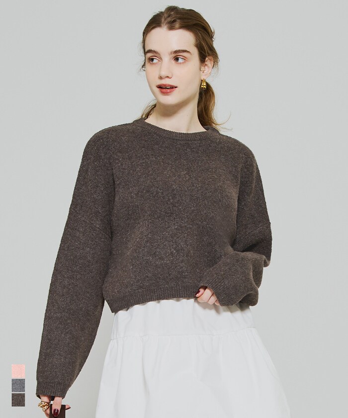 縮絨ニットクロップド丈トップス 全3色 | コカ(coca) | マルイウェブ