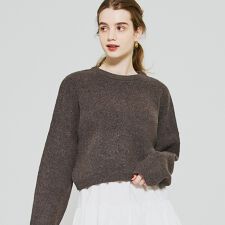 コカ(coca)の縮絨ニットクロップド丈トップス 全3色