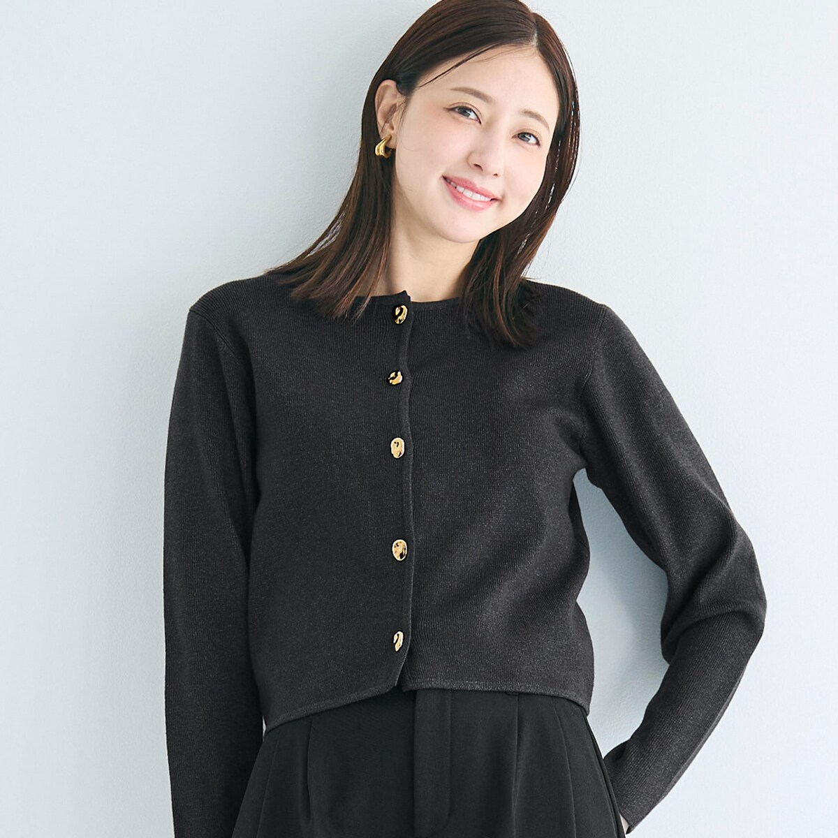 新品タグ付❤︎MAX&amp;Co.ビジューボタン リブ編みカーディガン ターコイズ XL ビジューボタンカーディガン/MAJESTIC LEGON(マジェスティックレゴン