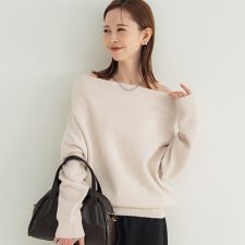 縮絨ニットワンショルダートップス
