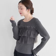 チュールドッキングリブニット 全2色