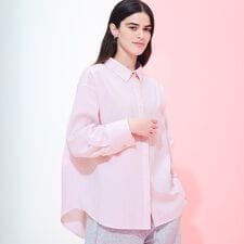 ストライプ金釦オーバーサイズシャツ 全2色