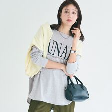 ボートネックロゴロングTシャツ 全2色