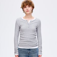 ヘンリーネックロングTシャツ 全3色