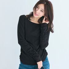 袖シャーリングレイヤードトップス 全2色