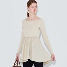 異素材切り替えニットトップス 全2色