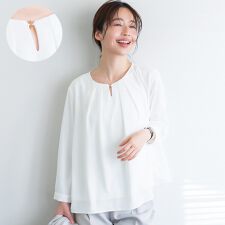 【UVカット】ノーカラーブラウス 全2色