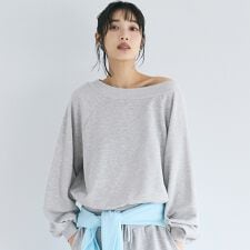 裏毛オフショルダートップス 全2色