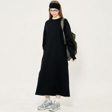 ミニ裏毛長袖スウェットワンピース 全2色