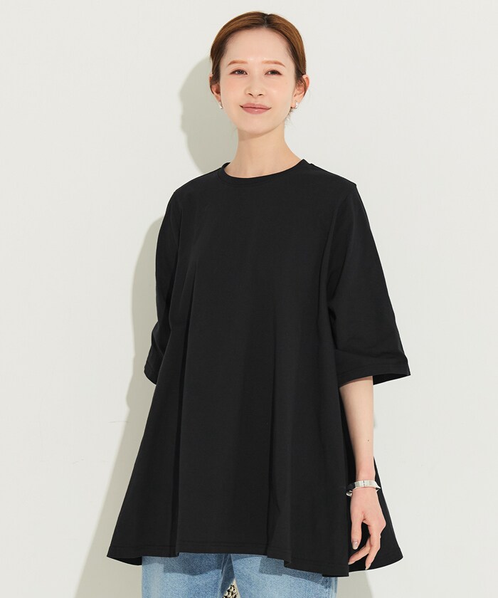 フレアチュニック coca（コカ） tシャツ ＼新色登場／エンボス加工Aラインフレア
