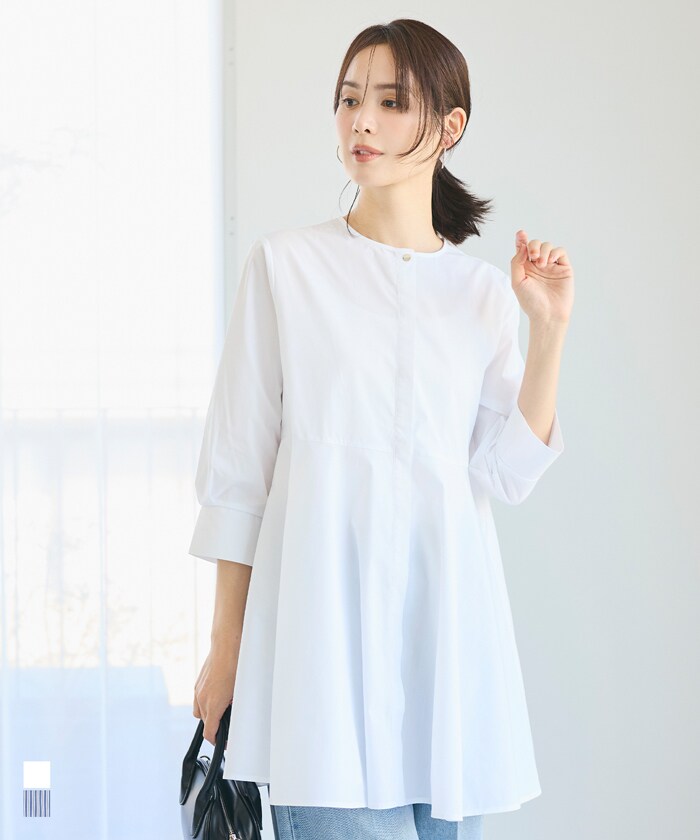 HER. ETRE TOKYO フレアカラーブラウス オーガニックコットン SOLOTEX(R)使用七分袖フレアブラウス 全2色 | コカ(coca) | マルイ