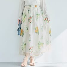オーガンジーフラワーフレアスカート