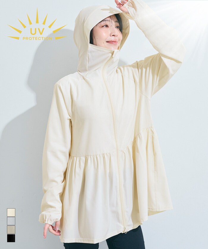 再入荷！！／【UVパーカー・UPF50＋】UVカットティアードパーカー 全4