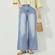 とろみデニムワイドパンツ 全2色