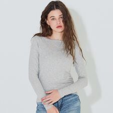 とろみリブワイドネックトップス 全2色