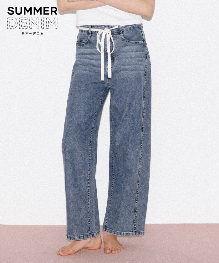 FENDI JEANS ワイドデニム　紐　薄手　春夏素材　M 薄くて軽い】サマーデニム紐付きワイドパンツ 全2色 | コカ(coca
