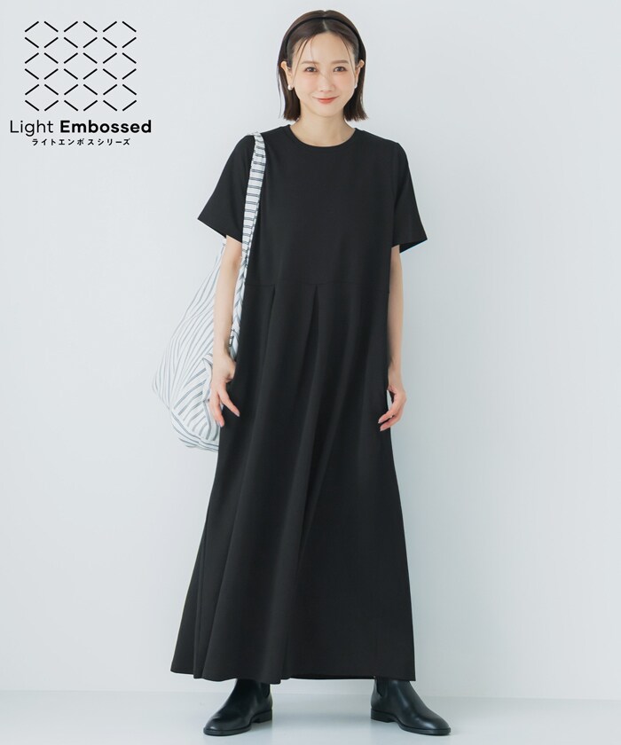 田中里奈様着用】ライトエンボスタックワンピース / 通気性抜群・シワ