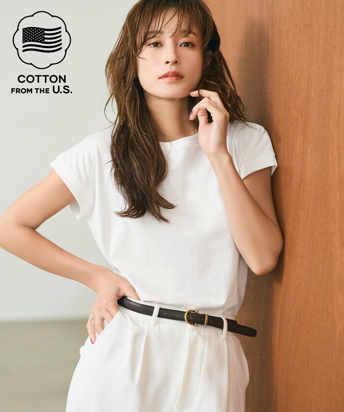 西山茉希様着用】COTTON from the U.S.フレンチスリーブTシャツ 全6色