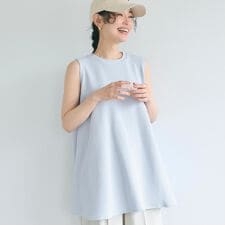 【新色登場】エンボス加工 ノースリーブ Aライン チュニック 全6色