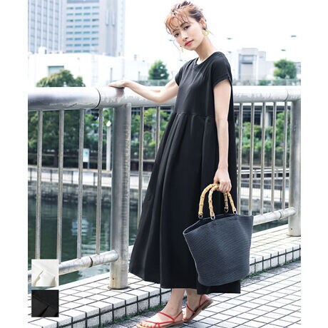 異素材切り替え フレアワンピース 全2色 コカ Coca 16 08 ファッション通販 マルイウェブチャネル