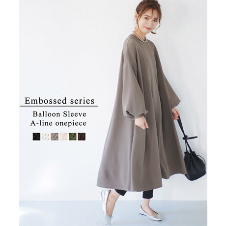 エンボス加工 バルーンスリーブaラインワンピース 全6色 コカ Coca ファッション通販 マルイウェブチャネル To504 445 13 01