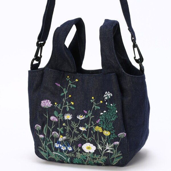 PRADA プラダ 花柄 フラワー 2WAY ハンドバッグ グレー B2625P
