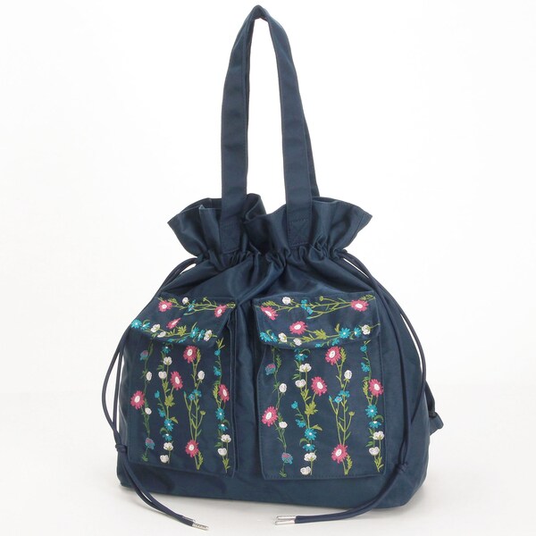 glanta」フラワーライン刺繍トートリュックバッグ | グレンタ