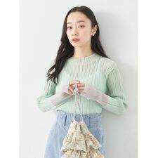 アースミュージック＆エコロジー(earth music&ecology)のシアー配色リブプルオーバー