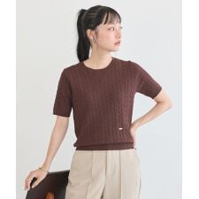 半袖ケーブルニットプルオーバー