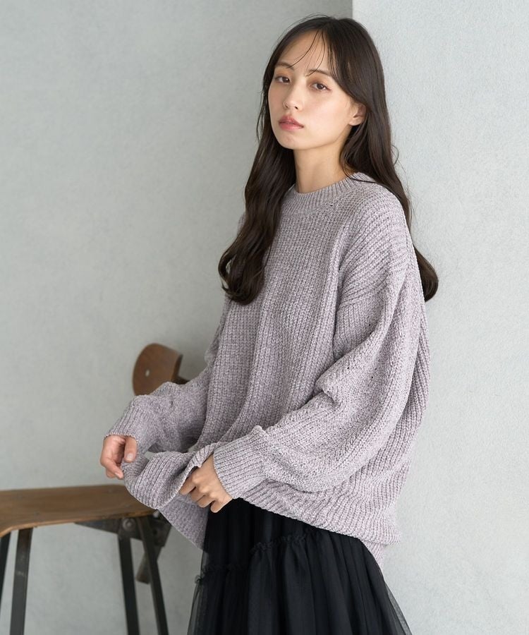 TUNIC 花・エンジェル柄長袖カットソー　ベロア生地 TUNIC 花・エンジェル柄長袖カットソーベロア生地