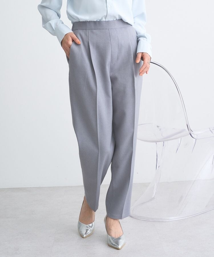 みー スピック&スパン テーパードパンツ ロング丈 無地 シルク混 36 S 黒