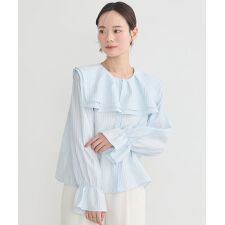 2WAYスクエアラッフルカラーブラウス