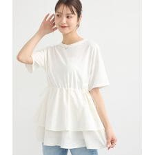 異素材ドッキングドロストチュニック