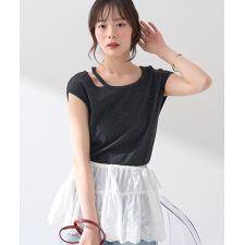 カットデザインフレンチスリーブプルオーバー