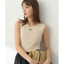 ロゴ刺繍ノースリーブニットプルオーバー
