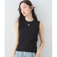 ロゴ刺繍ノースリーブニットプルオーバー