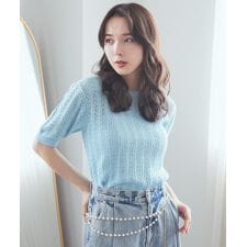 透かしニットプルオーバー