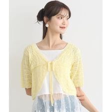 ミニスカラップ透かし編みニットカーディガン