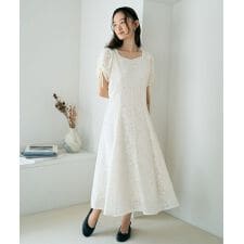 【予約】パネル切り替えレースワンピース