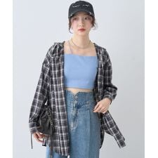 アースミュージック＆エコロジー(earth music&ecology)のフーディーチェックシャツ