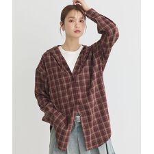 アースミュージック＆エコロジー(earth music&ecology)のフーディーチェックシャツ