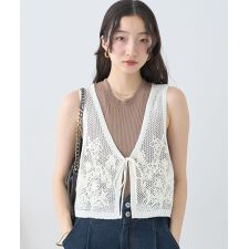 フラワー刺繍メッシュベスト