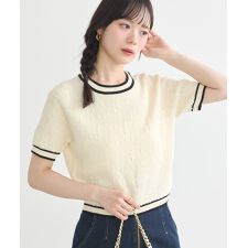 バイカラーフラワージャガードニットプルオーバー