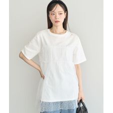 ニュアンス柄レースドッキングプルオーバー