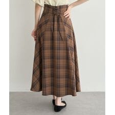 アースミュージック＆エコロジー(earth music&ecology)のバックレースアップチェックスカート